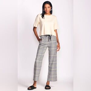 Pink Martini Size M Scarlett Pants Plaid Black White Yellow